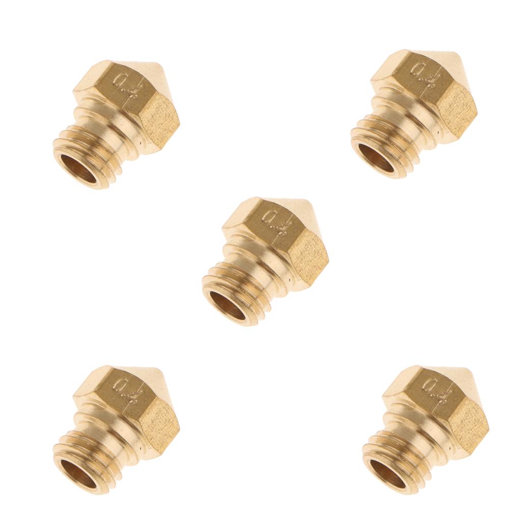 5 Pieces Brass Extruder Nozzle Print Head for MK10 1.75mm 3D Printer 0.4mm