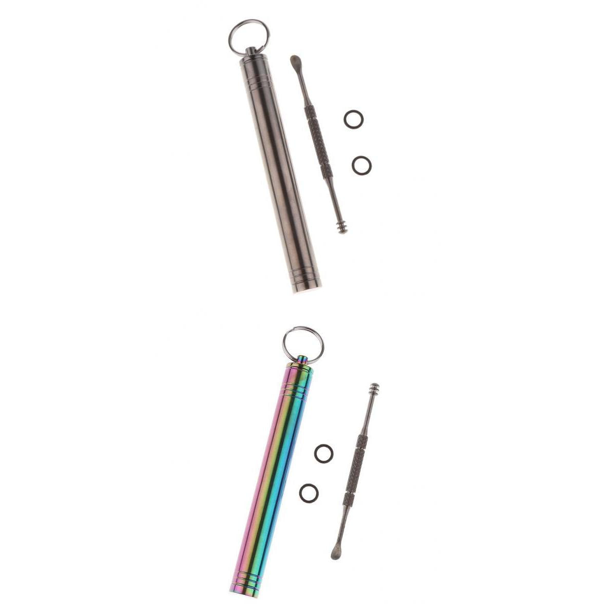 4x Camping Mini Toothpick Box Ear Pick Holder with Ear Pick Silver Colorful