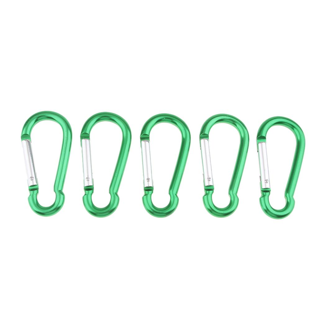 5x Coloured Carabiner Clip Snap Hook Keychain Camping Sports Karabiner Green