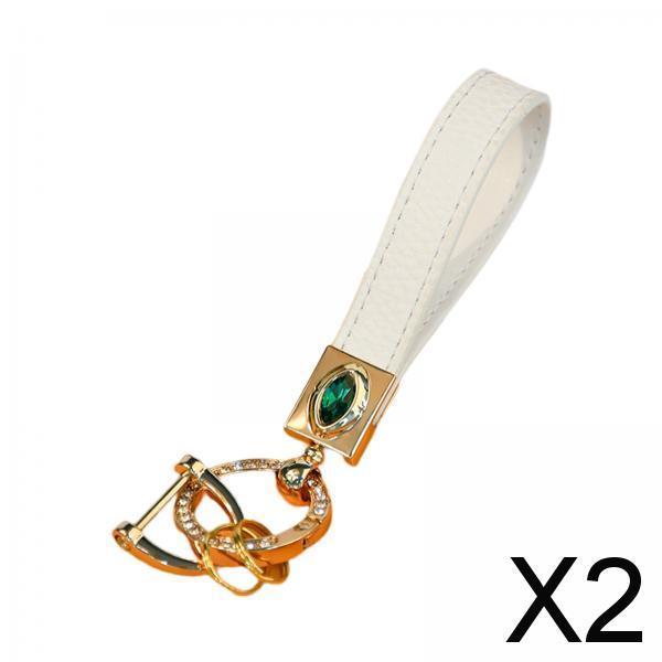 2xCar Fob Keychain D Ring Angel Eyes Keychain for Handbag Backpack Wallet white