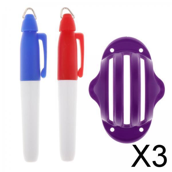 3xGolf Ball Liner Marker Template Alignment Marker Pens Putting Aids Purple