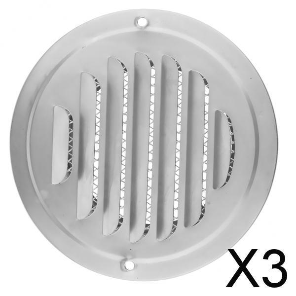 3x Stainless Steel Wall Ceiling Round Air Vent Grille Cover Ventilation Ducting 120mm