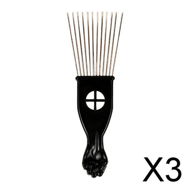 3xNew Black Pocket Afro Hair Lifting Pik Pick Detangle Wig Comb Wide Teeth A