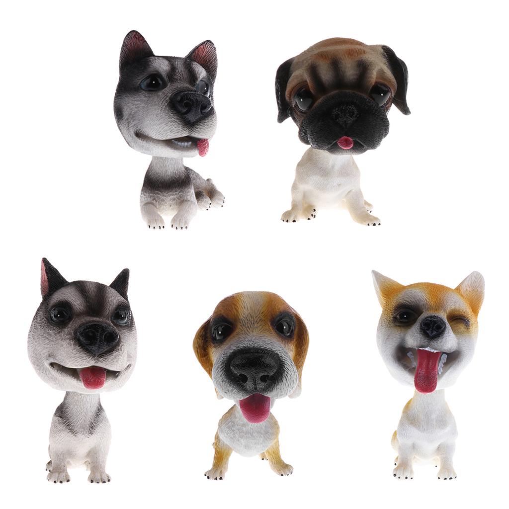 5 Set Shaking Head Doll Dog Nodding Puppy Model Home Car Decor Ornaments