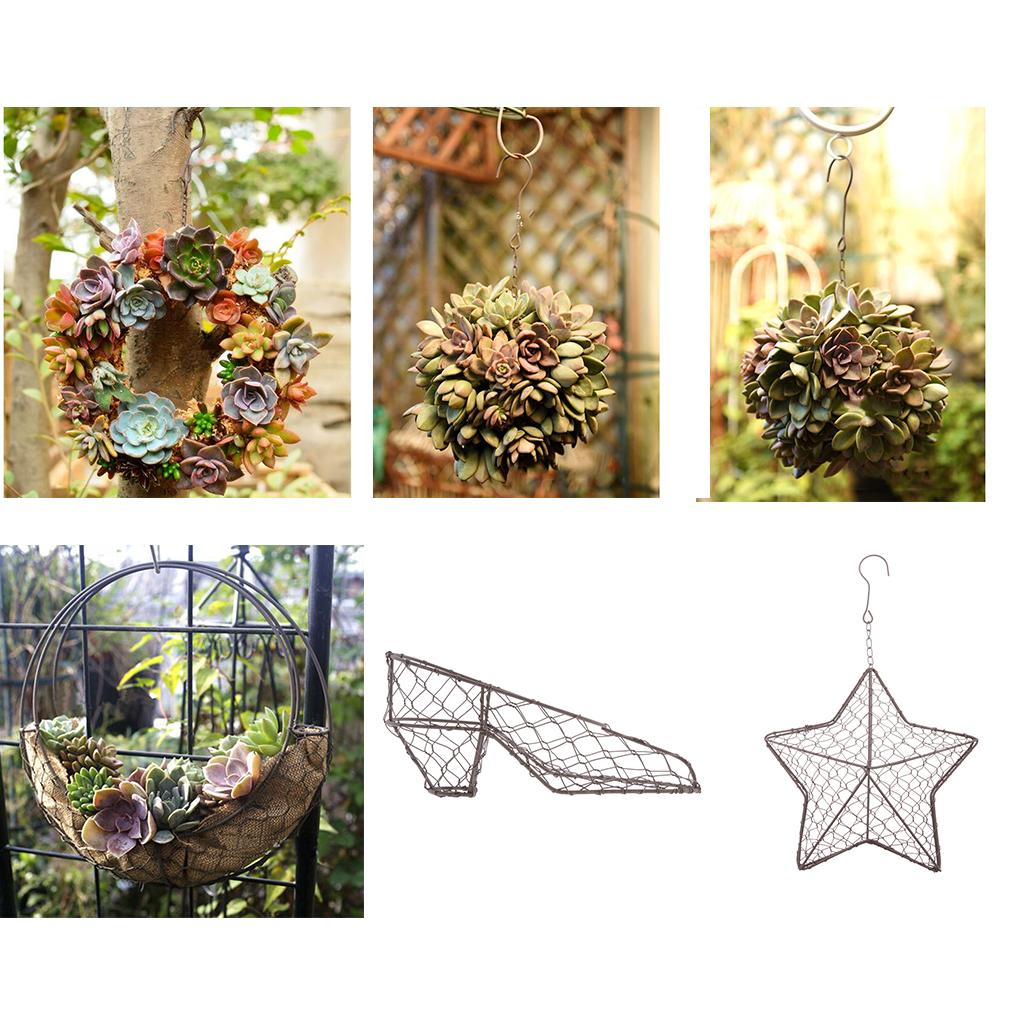 6pcs/set Retro Iron Succulent Pot Metal Hanging Planter Plant Holders Set