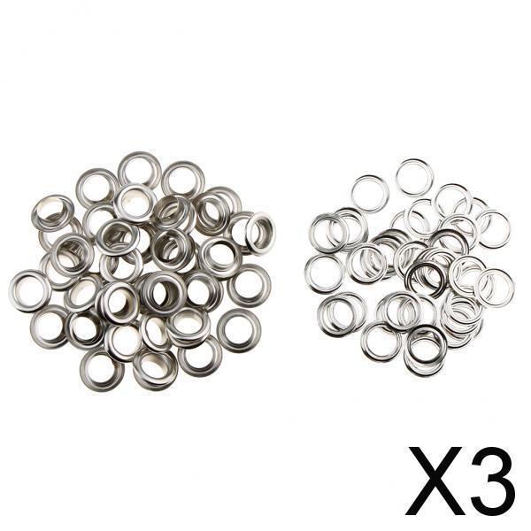 3x50 Pieces Metal Eyelets with Washers Leathercraft Accessories 20mm Silver