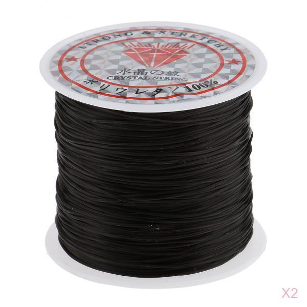 60M Salon Crystal Elastic String for Hair Thread Making Weaving Wig Black 2x