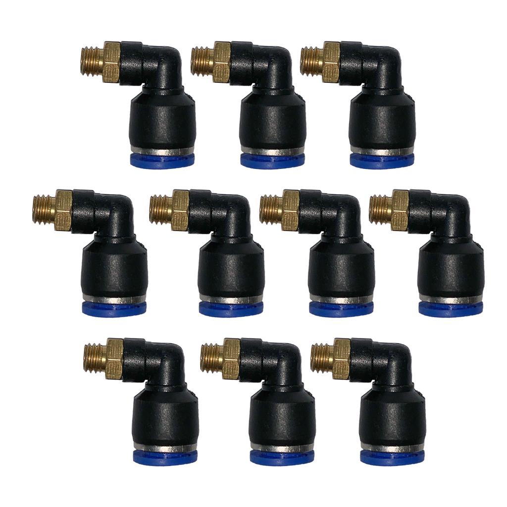 10Pcs Pneumatic 6mm Tube to Male Thread Elbow Connector Push In Fitting PL6-M6