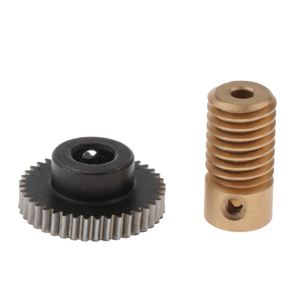 0.5 Modulus Steel Worm Gear Wheel + Brass Gear Shaft Set Hole 3.175mm