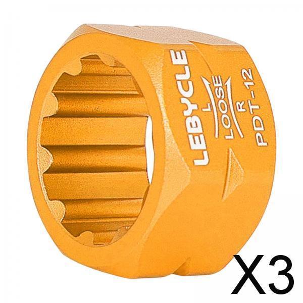 3xBike Pedal Repair Tool Accessories Axle Spindle Removal for Bike MTB golden