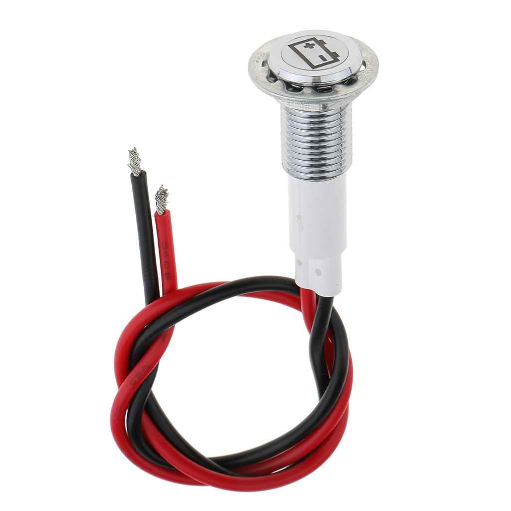 10mm 12V LED Dash Panel Battery Warning Light Indicator Lamp Car Boat White