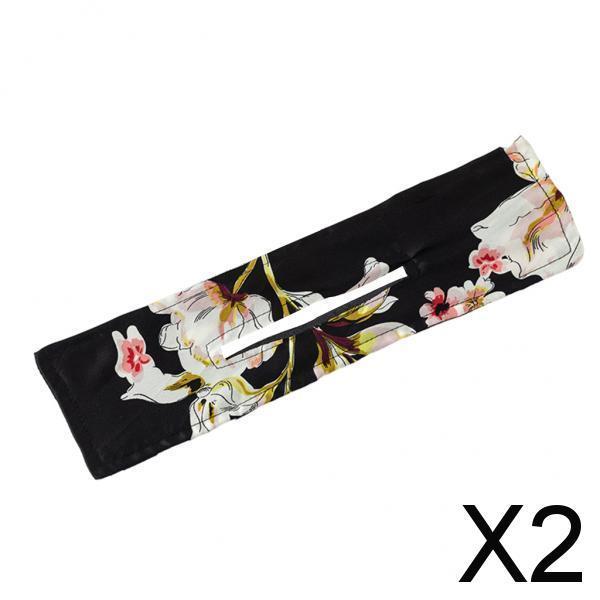 2xDeft Bun Fashion Hair Bands Women Summer Knotted  Flower Black 