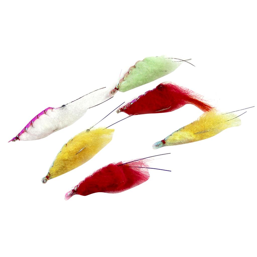 6pcs Shrimp Fishing Flies Fly Fishing Flies Insects Flies with Feather Hook