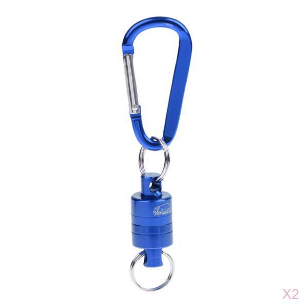 2 Pieces Magnetic Release Clip Landing Net Holder Fly Fishing Tool Blue