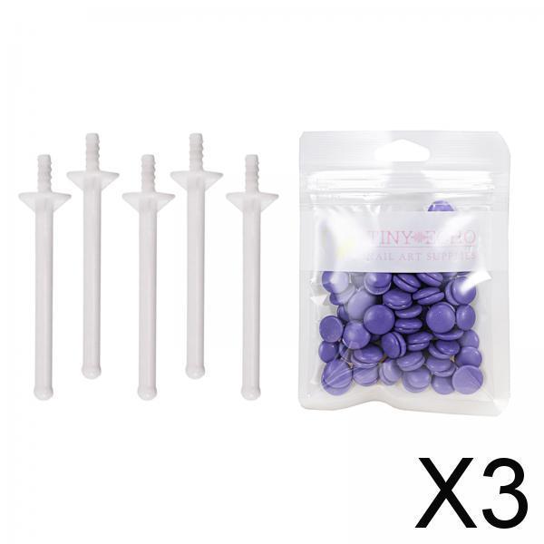 3x1Bag Depilatory Wax Waxing Beads Hair Removal Set & 5x Applicator Lavender