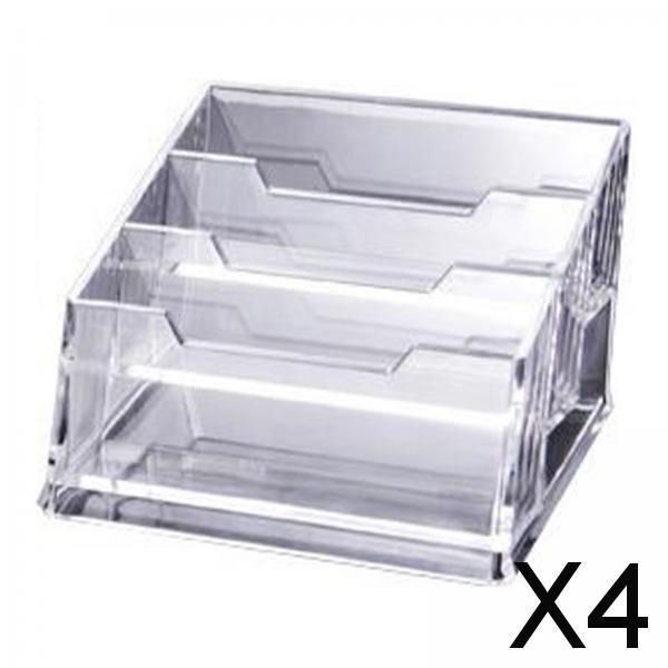 4xClear Business Card Holders Organizer for Desk Office Name Card 3 Grid
