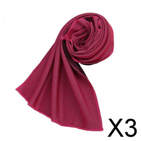 3xCooling Towel Breathable Fast Drying Ice Towel for Exercise Hot Weather rose red