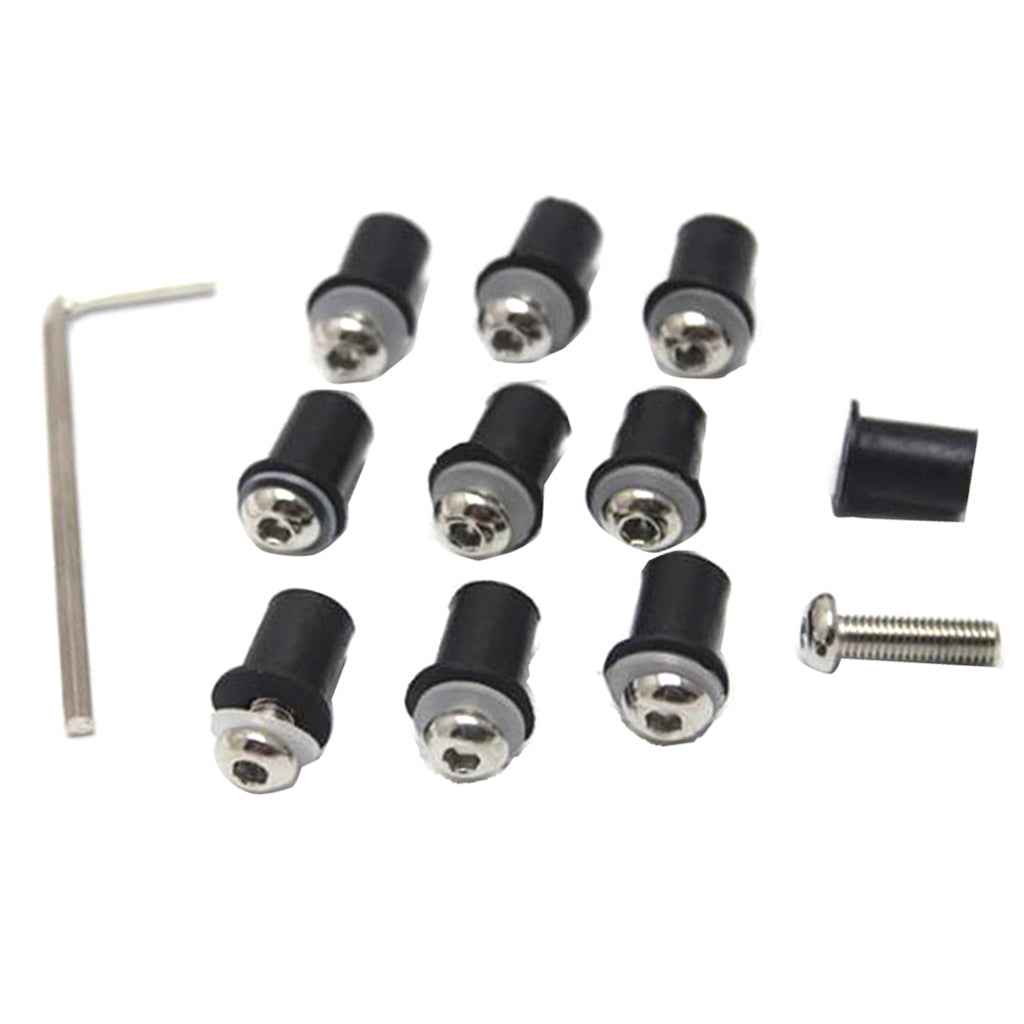 10x Fairing Wind Screen Screw Bolt Kit Windshield Mounting Motorcycle Silver
