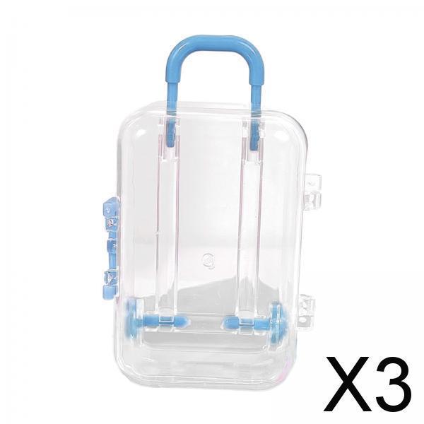3xJewelry Organiser Suitcase Shape Portable Treasure Chest Box Keepsake Blue