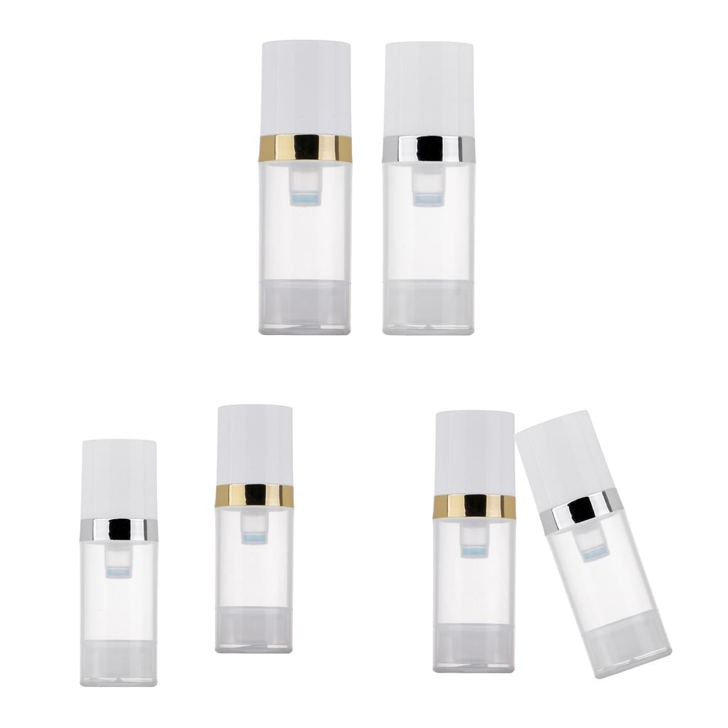 6x 10ml Clear Vacuum Press Pump Bottle Cosmetic Lotions Container Refillable