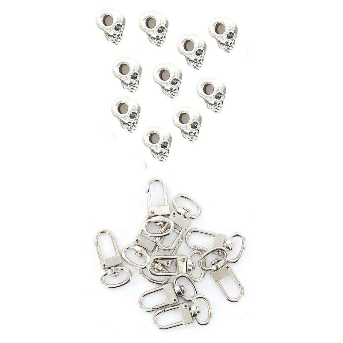 20pcs Swivel Trigger Snap Hooks Retro Skull Spacer Beads Jewelry Making