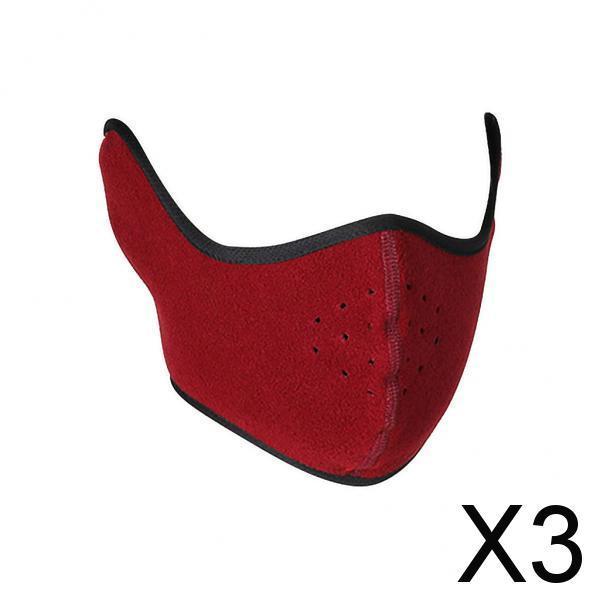 3xOutdoor Face Mask Sport Bike Mask with Earmuffs Hole for Cycling Sports Red