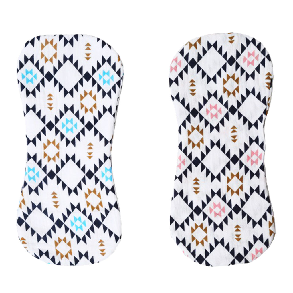 2 Pieces Baby Spit Sweat Towel Feeding Pad Geometric pink and Geometry blue