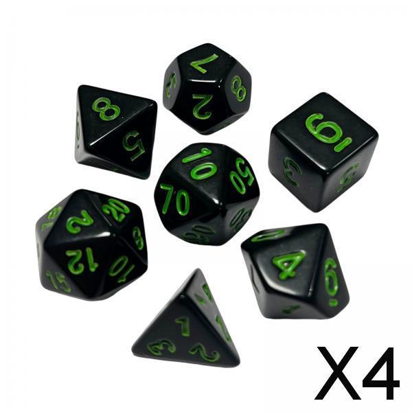 4x7Pcs Polyhedral Dices Set Entertainment Toy for Entertainment Party Supplies Green