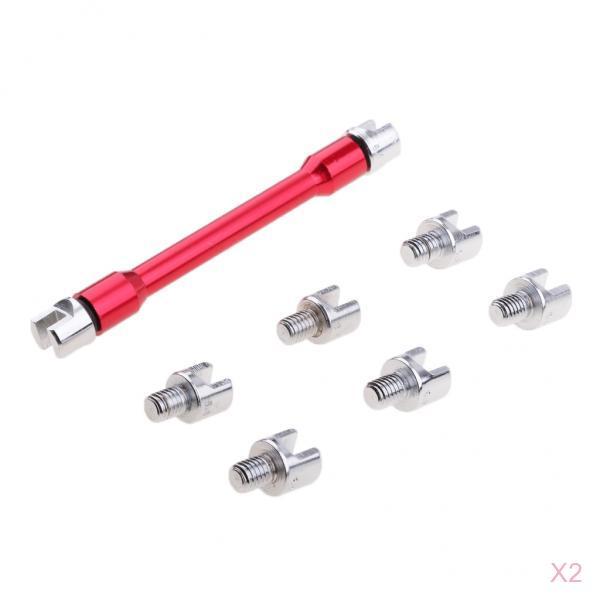 2 Set Motorcycle Wheel Spoke Wrench Handle Repair Tool 5.4mm-6.8mm Red