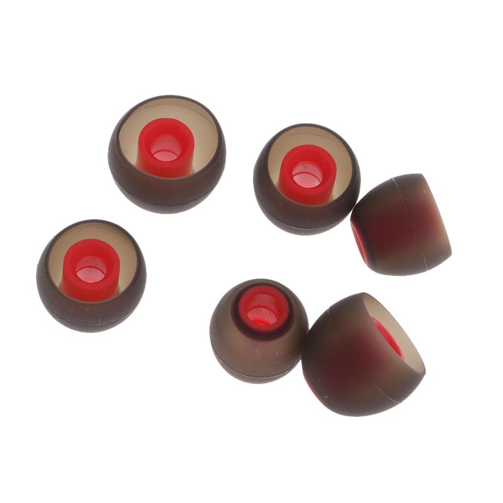 3.8mm Silicone In-Ear Earphone Covers Earbud Tips 3pairs  Black Red