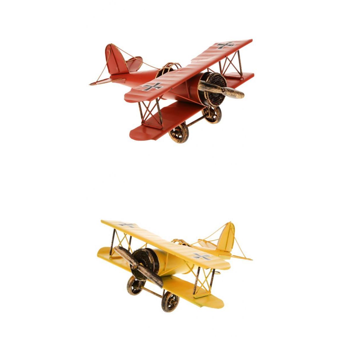2X Retro Metal Airplane Model Biplane Military Aircraft Home Decor Toy