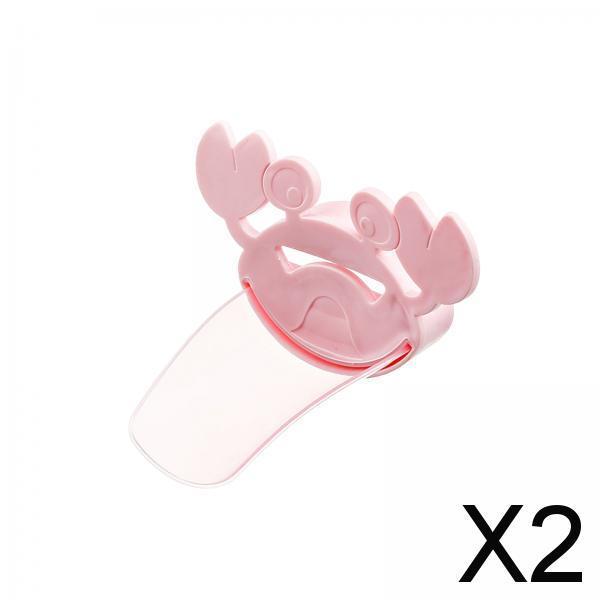 2xSilicone Kids Sink Extender Children Faucet Extension for Basin Bathroom Tub Pink and Clear