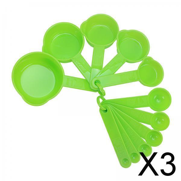 3xPP Measuring Spoons Cups Set with Scale Metering Spoon for Kitchen Tool Green