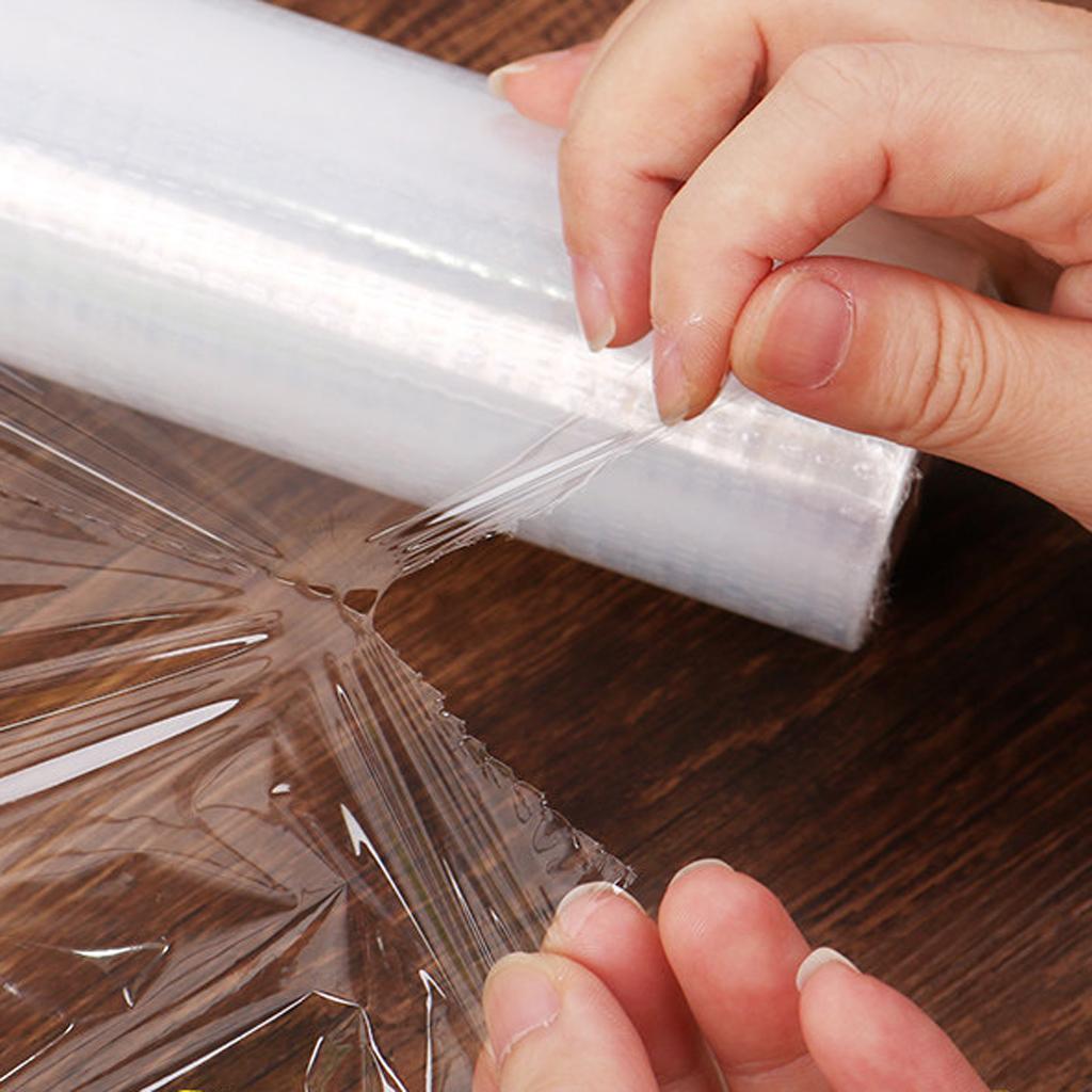 2 Rolls PE Food Plastic Wrap Roll Point-Break Household Preservative Film