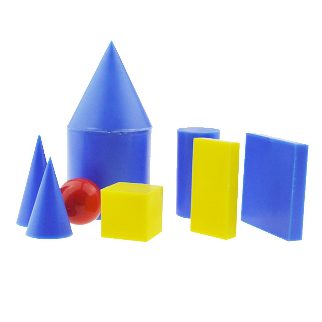 8pcs Plastic Geometric Solids 3-D Shapes Mathematics Manipulatives Toy