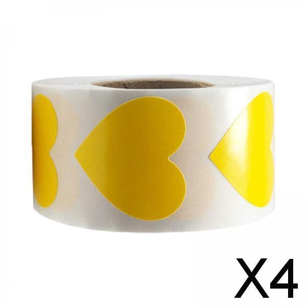 4xHeart Stickers 500Pcs Valentines Day Decoration for Birthdays Party Holidays Yellow