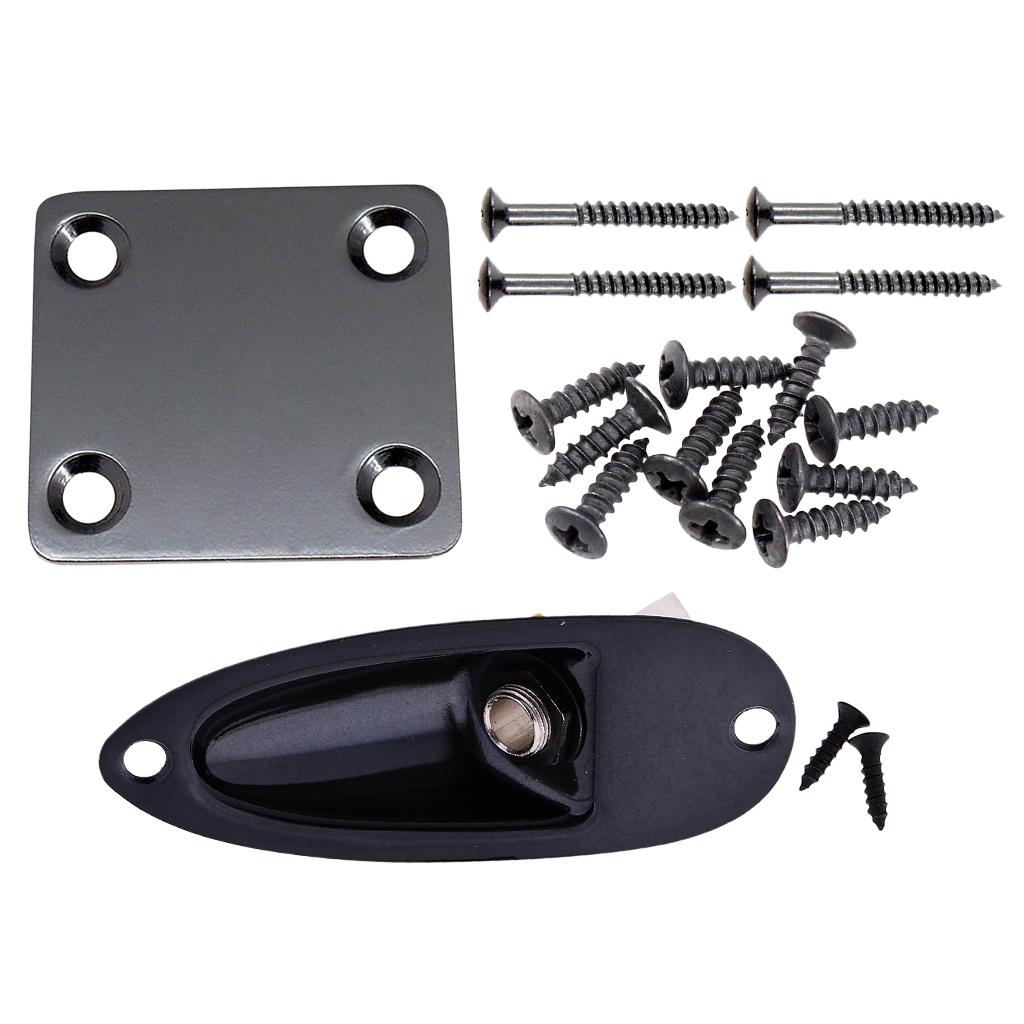 1 Set Bass Guitar Neck Plate+Boat Style Jack Plate+Pickguard Mounting Screws