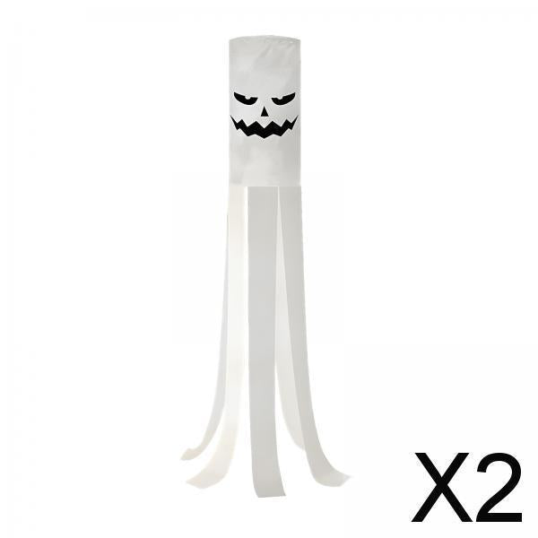 2xHalloween Ghosts Windsocks Decorative Hanging Decorations for Lawn Patio
