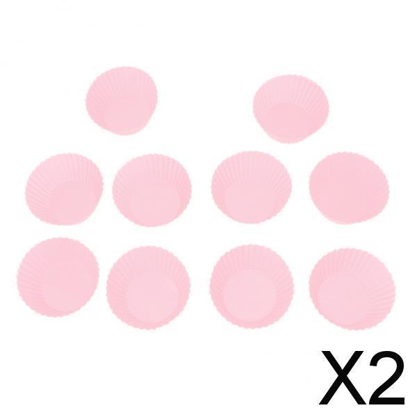 2xSilicone Muffin Cup Round 7cm Cake Cup Small Cake Mould Pink