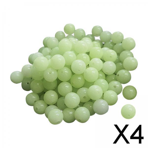 4x100 Pieces Acrylic Luminous Beads Round for Bracelet Jewelry Making Keychain 4mm