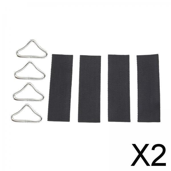 2x4Pcs V Shaped Rings Triangle Ring Buckles for Kids Trampoline Outdoor Repair with Straps