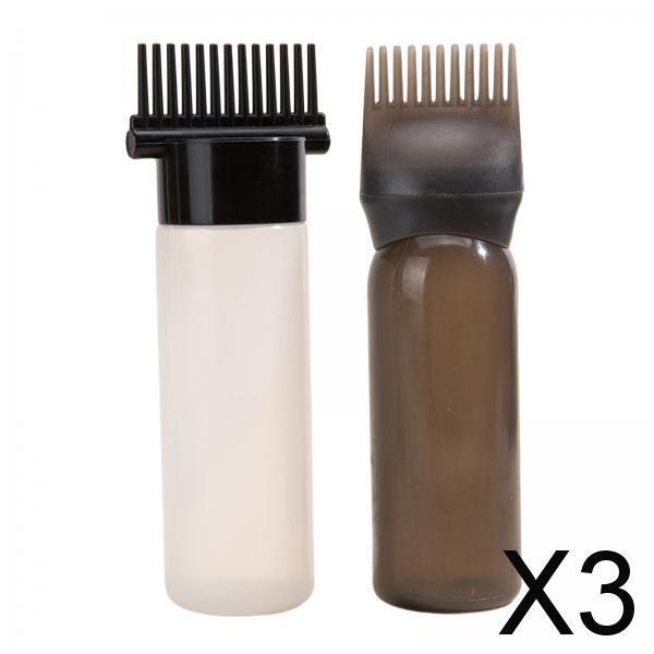 3x2x Root Comb Applicator Bottles Hair Dye Bottle Applicator Brushes for Salon Black