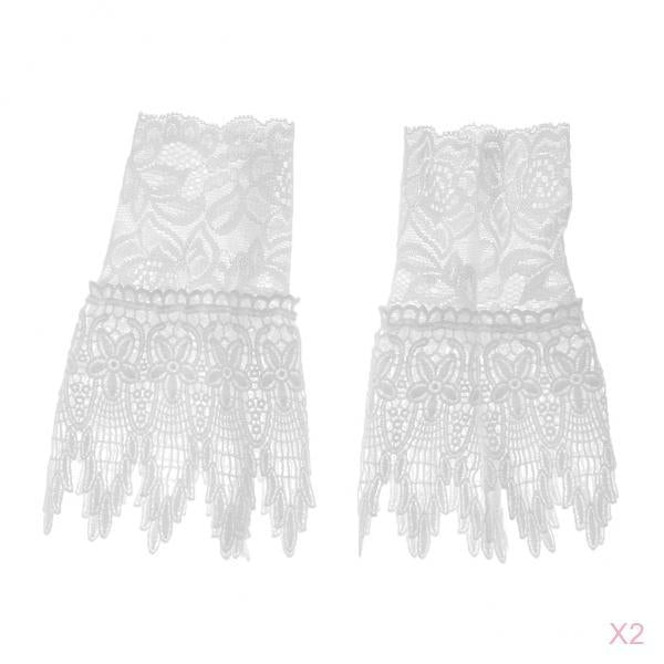 2pcs Women Handmade Bracelet Bridal Drop Flower White Lace Sweet Wristband