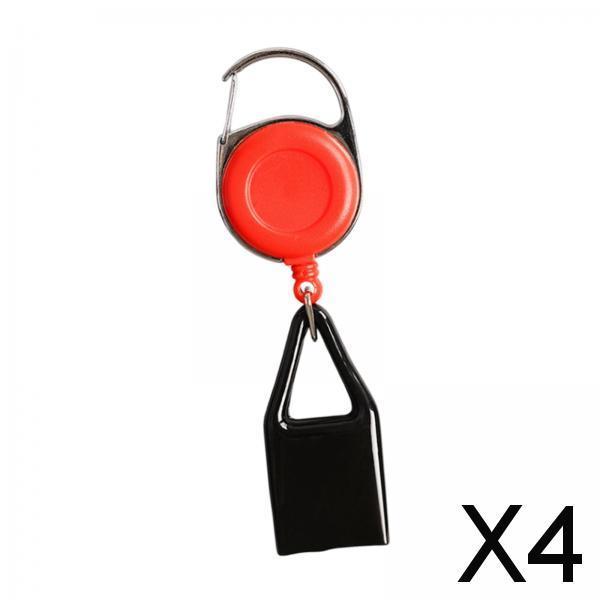 4xRetractable Belt Keychain Holder Sleeve for Camping Events Red