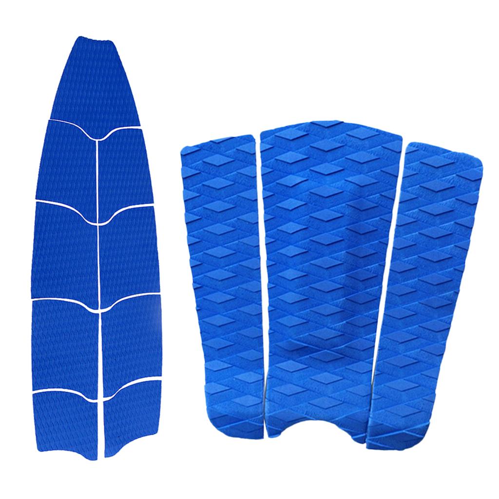9 Pieces Blue Surfboard Full Deck Traction Pad with 3 Pieces Tail Pad Grip