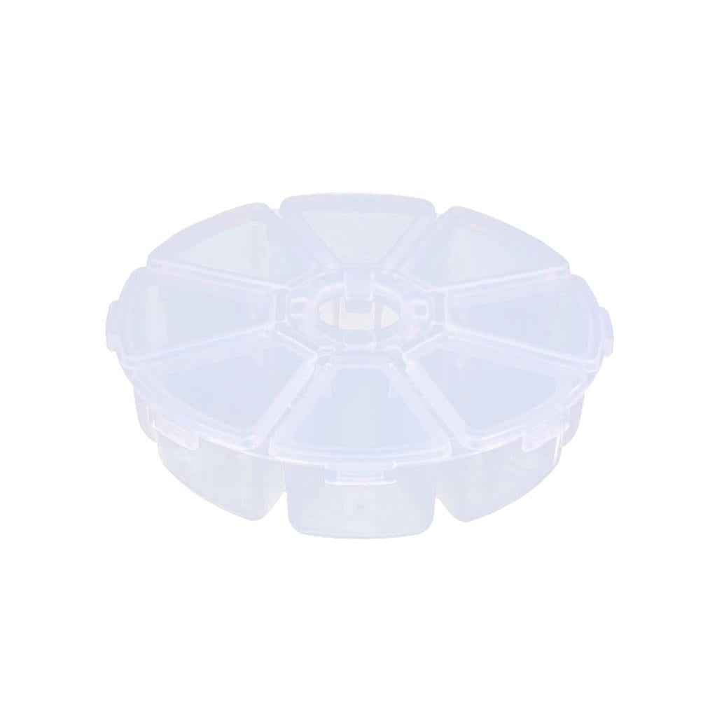 8 Grids Round Transparent Electronic Components Storage Assorting Box with Buckle Lids