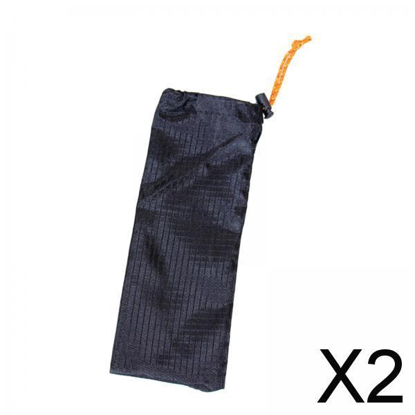 2xOutdoor Tent Pegs Storage Bag Holder Drawstring Carrying Pouch 28x13.5cm