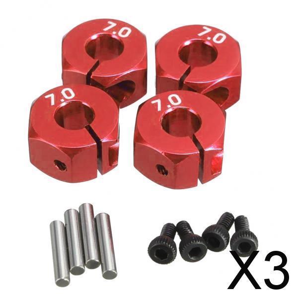 3x4X 12mm Wheel Hex Hub Adapter 7mm Thick For RC Car 1/10 Upgrades Red