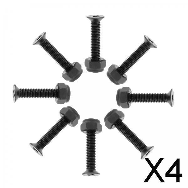 4x8x Replacement Longboard Skateboard Wheel Hardware Screws 25mm Black