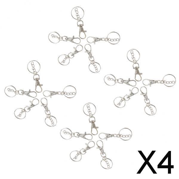 4x20 Pieces Lobster Clasps Claw Swivel Trigger Clips Snap Hooks Key Ring